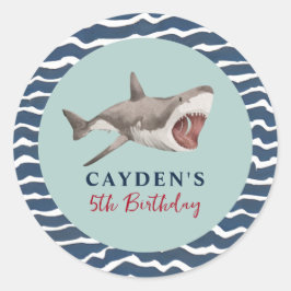 サメ誕生日パーティー ラウンドシール