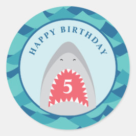 サメ誕生日パーティー ラウンドシール