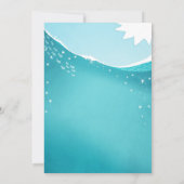 サメ誕生日プールパーティー少年シャーク噛み餌泳ぐ 招待状 (裏面)