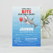 サメ誕生日プールパーティー 招待状 (スタンド正面)