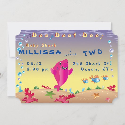 サメ🦈誕生日ベビー海パーティーキッズおもしろい 招待状 (裏面)