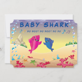 サメ🦈誕生日ベビー海パーティーキッズおもしろい 招待状