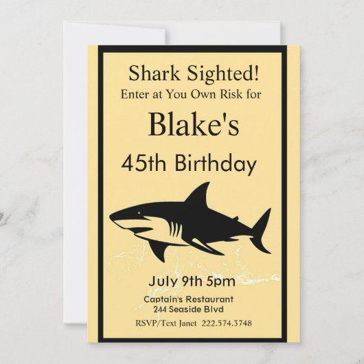 サメ誕生日招待状シャーク攻撃 招待状 (正面)