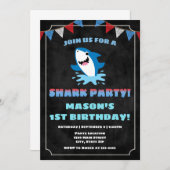 サメ誕生日招待状ベビーシャーク 招待状 (正面/裏面)