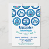 サメ誕生日招待状ボーイズシャークパーティー 招待状 (正面)