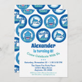 サメ誕生日招待状ボーイズシャークパーティー 招待状 (正面/裏面)