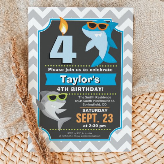 サメ誕生日招待状 招待状