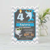 サメ誕生日招待状 招待状 (スタンド正面)