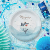 サメ誕生日紙プレート ペーパープレート (パーティー)