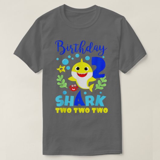 サメ誕生日2歳2歳バースデーマッチングF Tシャツ (デザイン正面)