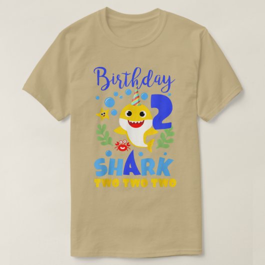 サメ誕生日2歳2歳バースデーマッチングF Tシャツ (デザイン正面)