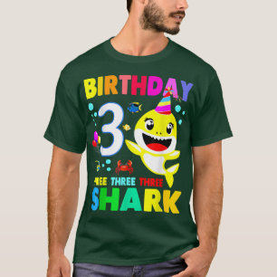 サメ誕生日3歳3歳バースデーマッチングF Tシャツ