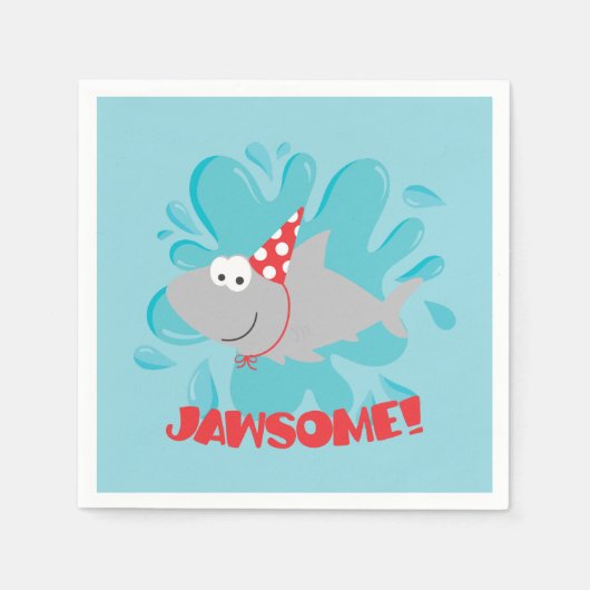 サメ誕生日 スタンダードカクテルナプキン (正面)