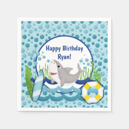 サメ誕生日 スタンダードカクテルナプキン