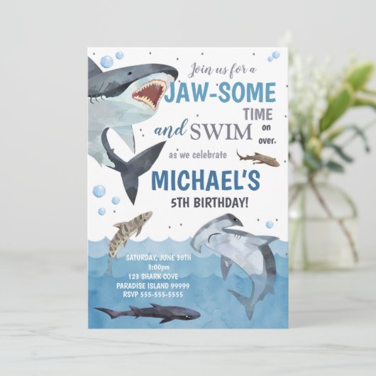 サメ誕生日 招待状 (スタンド正面)