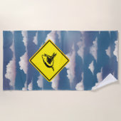 サメ警告標識 ビーチタオル (正面)