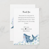 サメ赤ちゃんシャワーサンキューカード サンキューカード (正面/裏面)