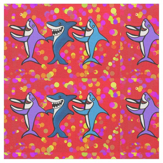 サメ踊り ファブリック (クローズアップ)