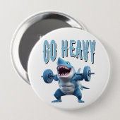 サメ重量持ち上げ重い 缶バッジ (正面&裏面)