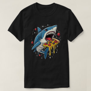 サメ食べのピザおもしろい好き Tシャツ