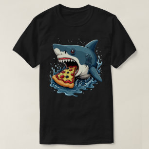 サメ食べのピザおもしろい好き Tシャツ