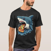 サメ食べのピザおもしろい好き Tシャツ (正面)
