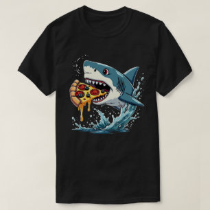 サメ食べのピザおもしろい好き Tシャツ
