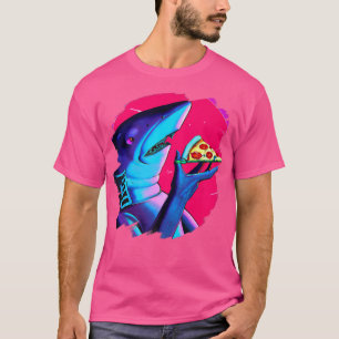 サメ食べのピザクおもしろいザシカッコいいーク Tシャツ