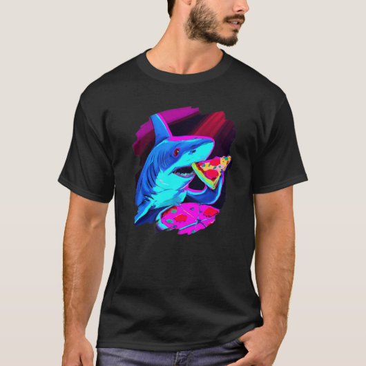 サメ食べのピザクカッコいいザサメ Tシャツ (正面)