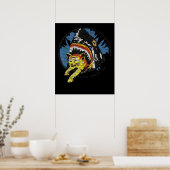 サメ食べ物のが猫のおもしろいサメの贈り物 ポスター (キッチン)