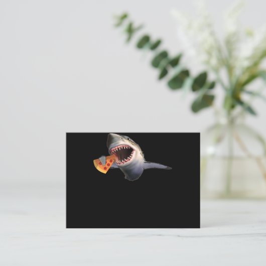 サメ食べ物のピザ好きのサメのギフトおもしろい好き 名刺 (スタンド正面)