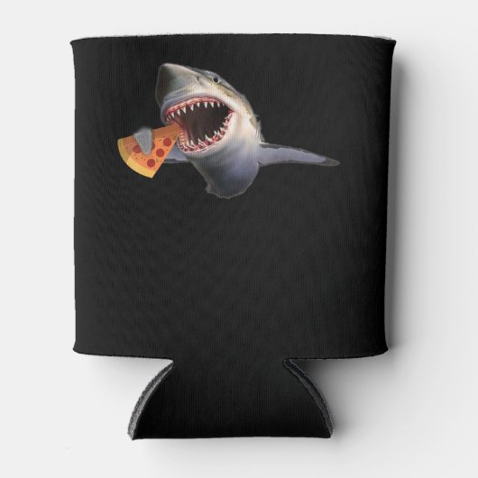 サメ食べ物のピザ好きのサメのギフトおもしろい好き 缶クーラー (正面)