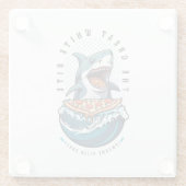 サメ食べ物のピザ |白い素晴らし一口ジャワソーム ガラスコースター (裏面)