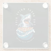 サメ食べ物のピザ |白い素晴らし一口ジャワソーム ガラスコースター (裏面)