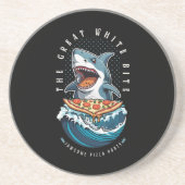 サメ食べ物のピザ |白い素晴らし一口ジャワソーム コースター (正面)