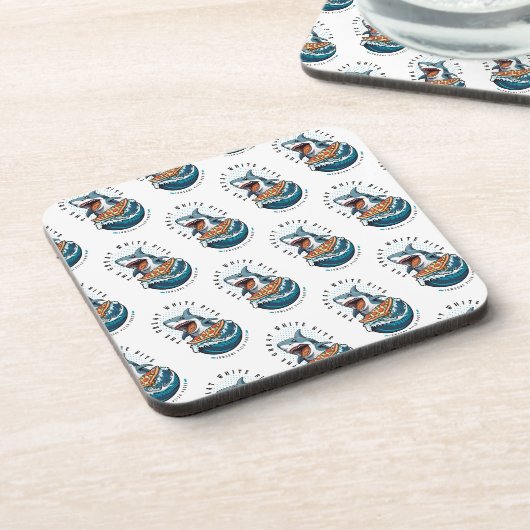 サメ食べ物のピザ |白い素晴らし一口ジャワソーム コースター (左側)