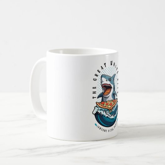 サメ食べ物のピザ |白い素晴らし一口ジャワソーム コーヒーマグカップ (正面左)