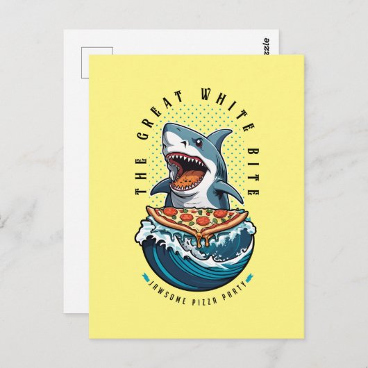 サメ食べ物のピザ |白い素晴らし一口ジャワソーム ポストカード (正面/裏面)