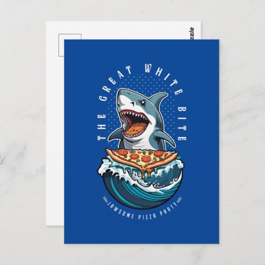 サメ食べ物のピザ |白い素晴らし一口ジャワソーム ポストカード (正面/裏面)