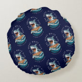 サメ食べ物のピザ |白い素晴らし一口ジャワソーム ラウンドクッション (裏面)