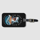 サメ食べ物のピザ |白い素晴らし一口ジャワソーム ラゲッジタグ (正面横)