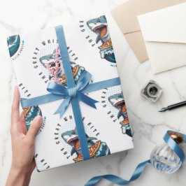 サメ食べ物のピザ |白い素晴らし一口ジャワソーム ラッピングペーパー