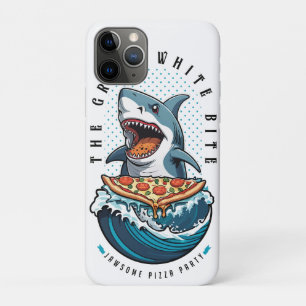 サメ食べ物のピザ 白い素晴らし一口ジャワソーム iPhone 11 PROケース