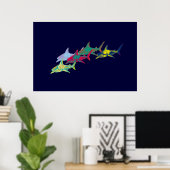 サメ飾りプリント ポスター (ホームオフィス)