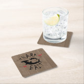 サメ餌おもしろいハンマーヘッドシャーク攻撃 スクエアペーパーコースター (インサイチュ)