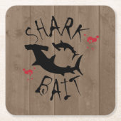 サメ餌おもしろいハンマーヘッドシャーク攻撃 スクエアペーパーコースター (正面)