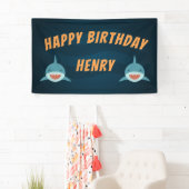 サメ餌 |誕生日パーソナライズされたパーティー 横断幕 (インサイチュ)