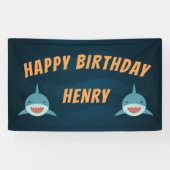 サメ餌 |誕生日パーソナライズされたパーティー 横断幕 (横)