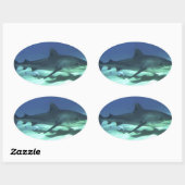 サメ魚海熱帯海デスティニーギフト 楕円形シール (シート)