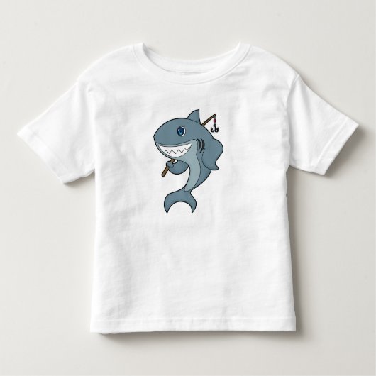 サメ魚釣りフィッシャーフィンシングロッド トドラーTシャツ (正面)